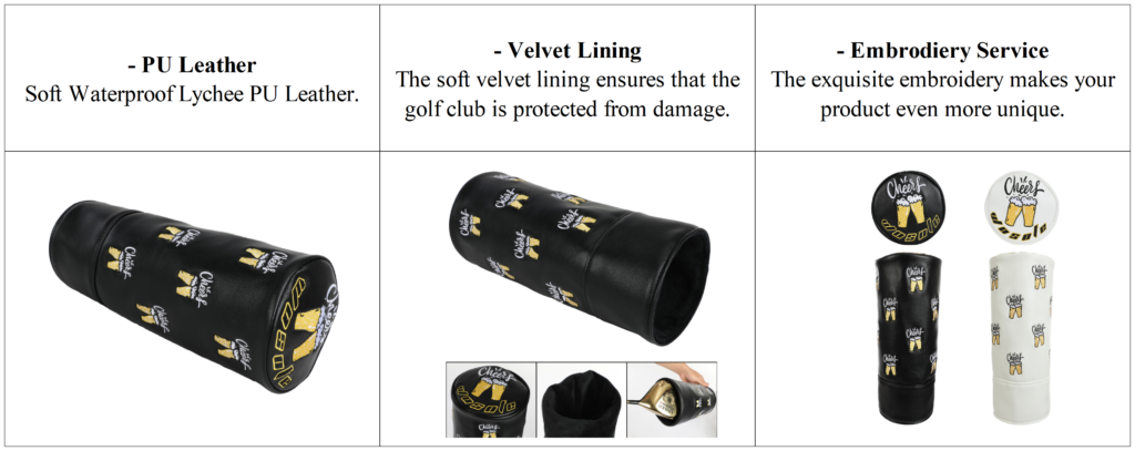 Custom Embroidery Leather Wood Headcover Details