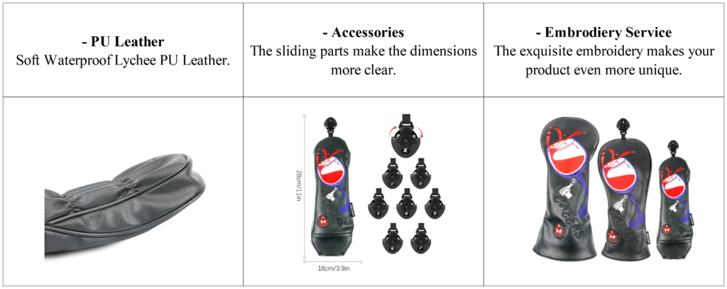 Custom Golf Leather Driver Headcovers Detail