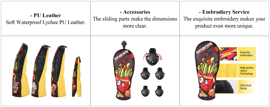 Custom Leather Driver Head Cover Details