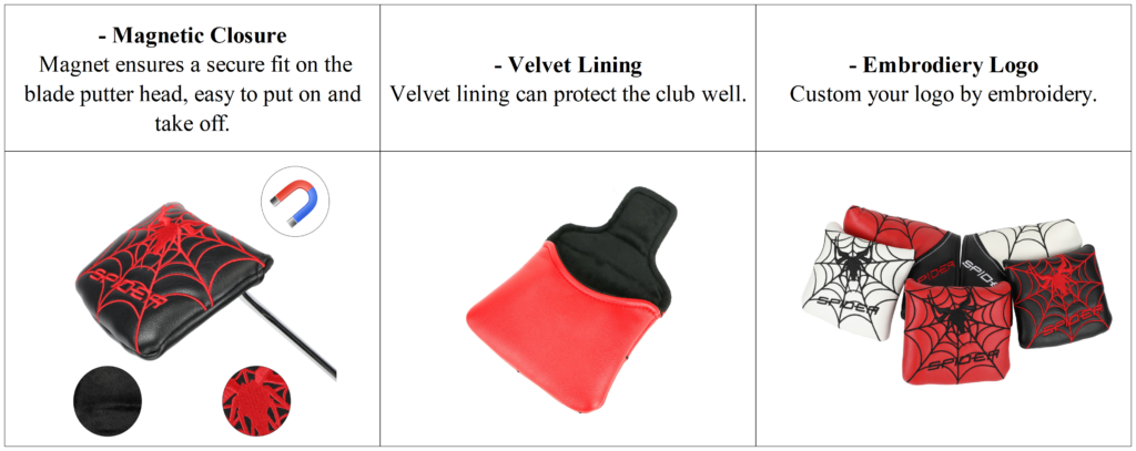 Custom Mallet Embroidery Putter Headcovers Detail