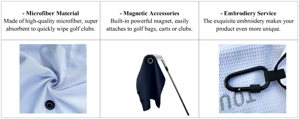 Custom Microfiber Waffle Magnetic Golf Towel Detail