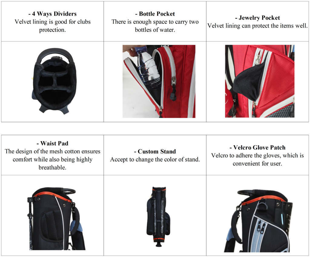 Custom Navy Blue Childrens Golf Bag details