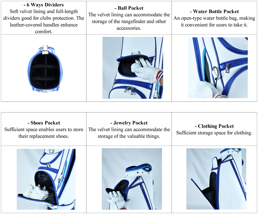 Custom White PU Leather Staff Golf details