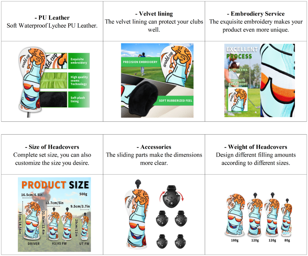 Golf Leather Wood Headcovers Manufacturer detials