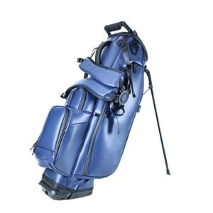 Navy Blue 6 Way Golf Stand Bag with Custom PU Leather Design