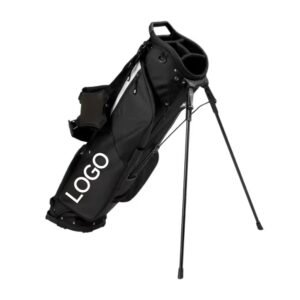 OEM Custom Black Leather Golf Carry Bag with Stand