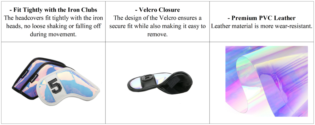 OEM Embroidery Leather Golf Iron Headcover Details