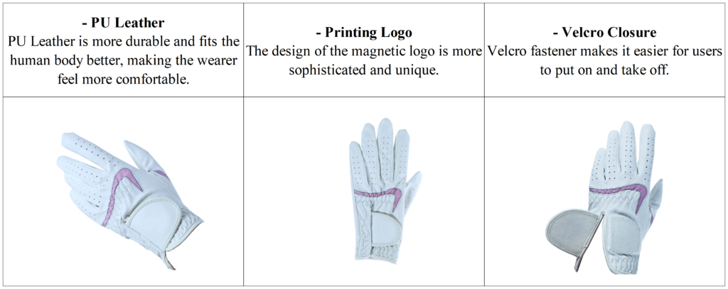 Personalised White Leather Golf Gloves Women details