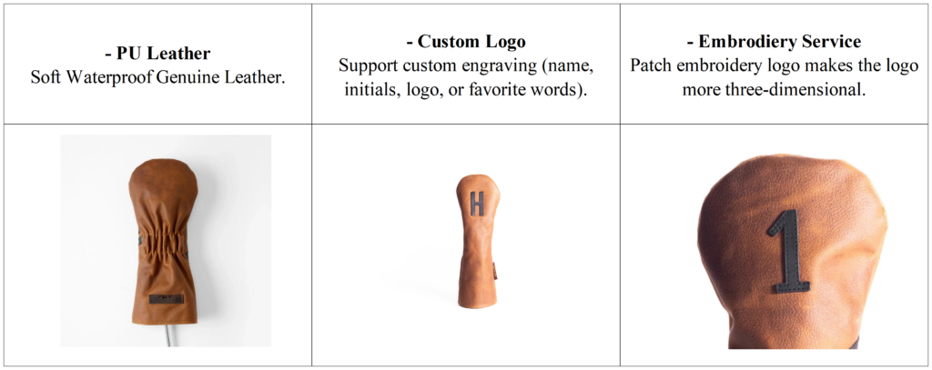 Personalized Leather Golf Driver Headcover details