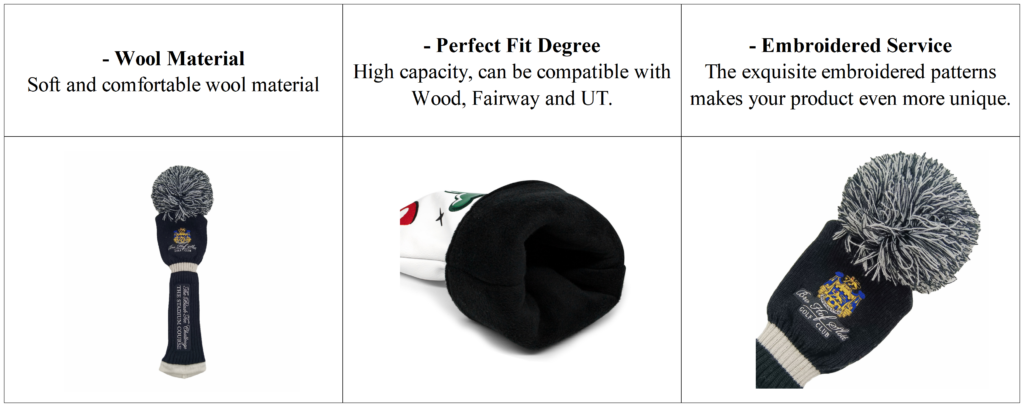 Custom Knit Golf Headcovers Sets details
