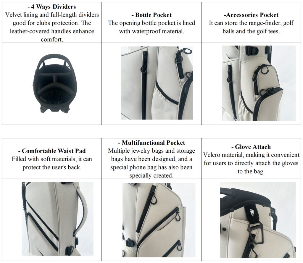 Custom Pink Nylon Golf Stand Bags details