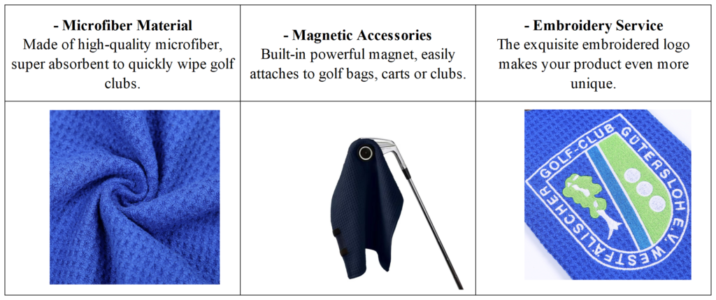 Custom Waffle Microfiber Embroidered Golf Towels details