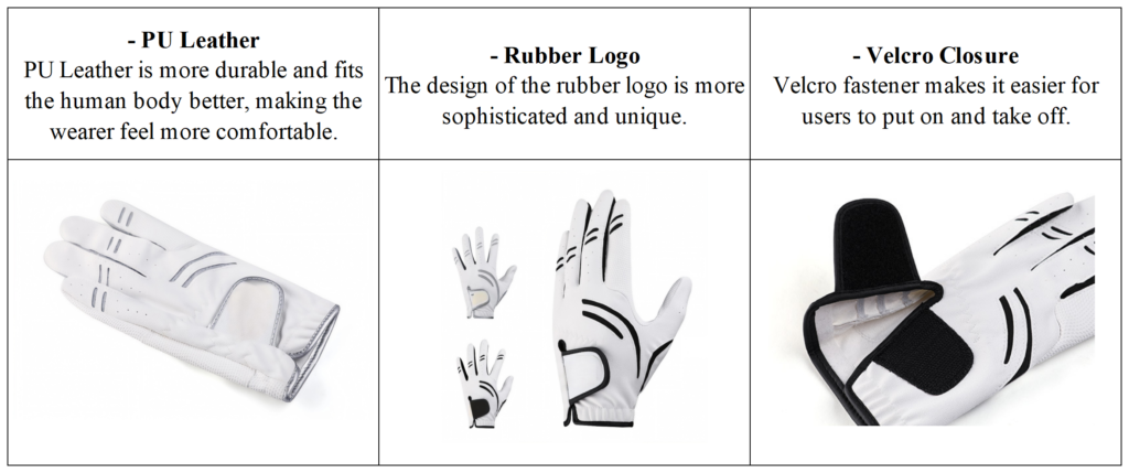 Custom White PU Leather Golf Gloves details