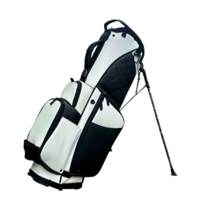 Personalized Black White Leather Golf Stand Bags