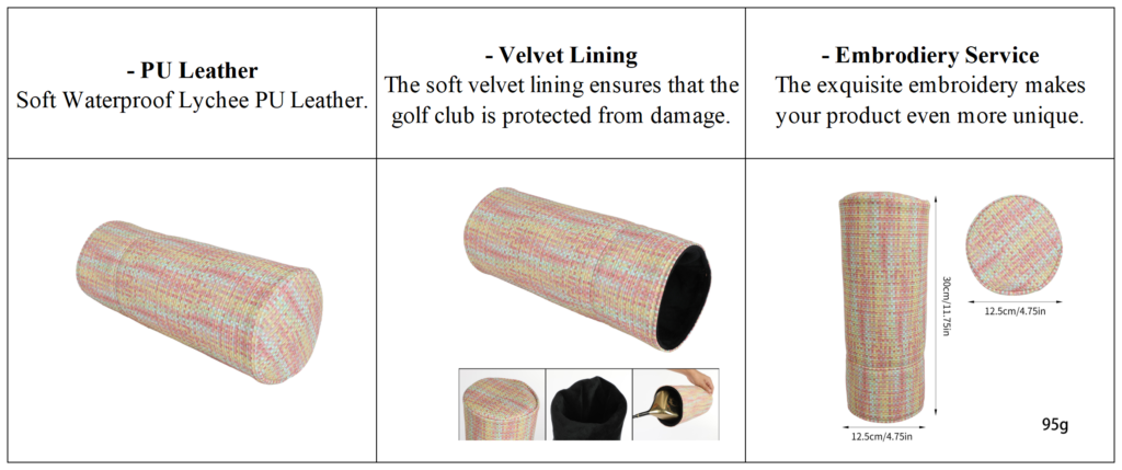 Personalized Leather Wood Headcover details