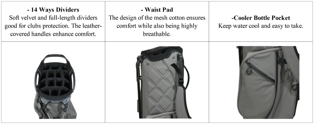 14 Way Divider Grey Leather Custom Golf Bag Manufacturers 7 14 Way Divider Grey Leather Custom Golf Bag Manufacturers details