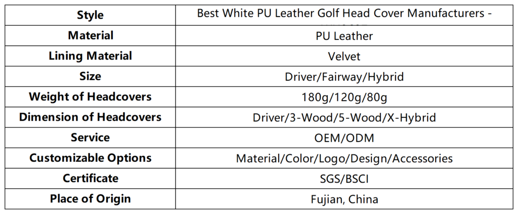 Best White PU Leather Golf Head Cover Manufacturers 6 Best White PU Leather Golf Head Cover Manufacturers dimension