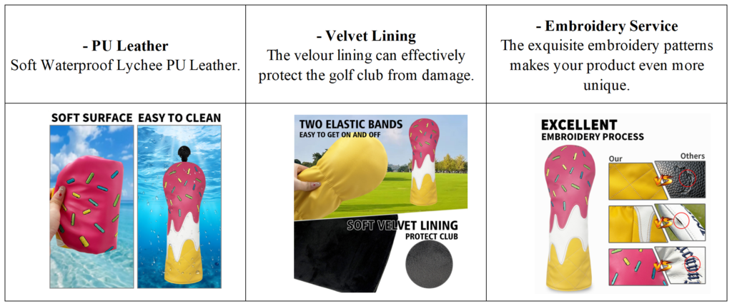 Custom Leather Golf Club Covers Wholesale details