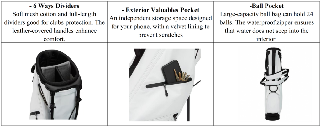 Custom White Leather Golf Bag Manufacturers details