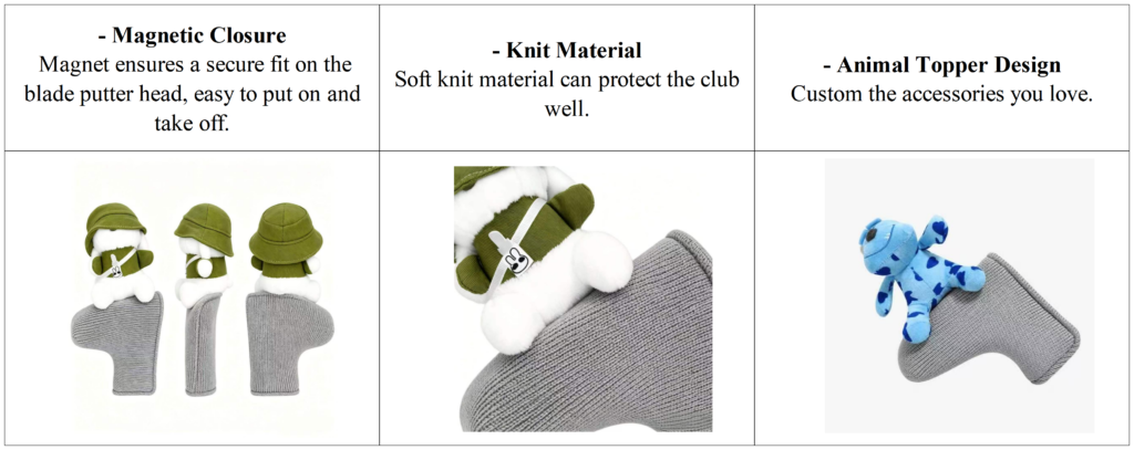 Golf Headcover Factory Knit Blade Putter 7 Golf Headcover Factory Knit Blade Putter details