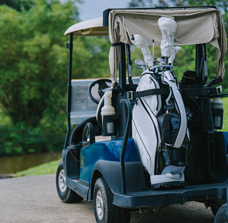 Golf bag sourcing professional reviewing factory samples and material swatches
