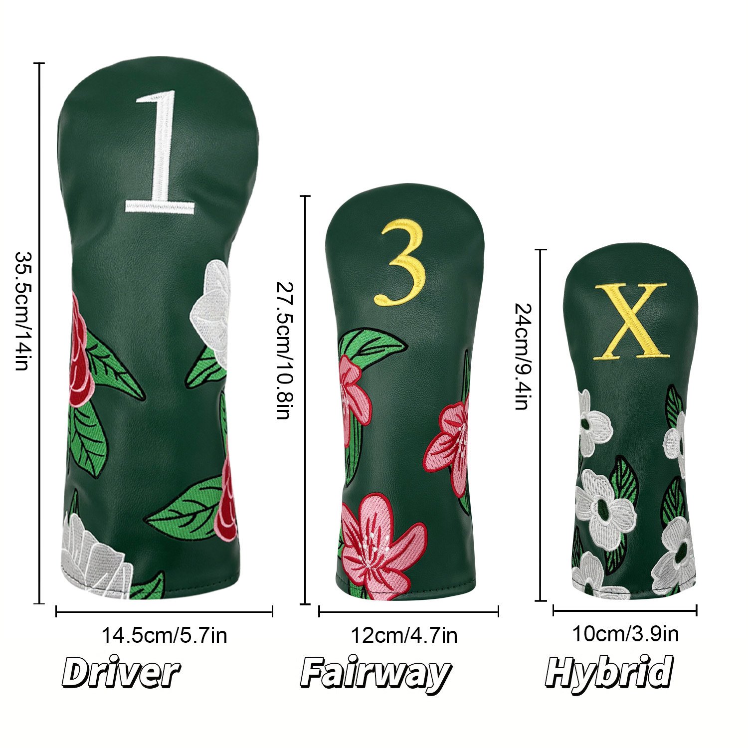 Custom Embroidered Leather Golf Wood Headcovers 4 Luxury Smooth Leather Golf Headcovers Customized Embroidery