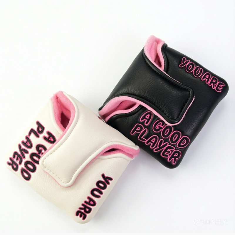 PU Leather Mallet Golf Headcover Supplier 5 Magnetic Closure Detail On PU Leather Putter Headcover