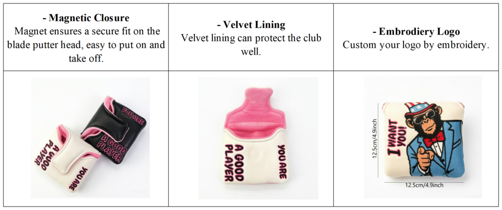 PU Leather Mallet Golf Headcover Supplier 8 PU Leather Mallet Golf Headcover Supplier dimension