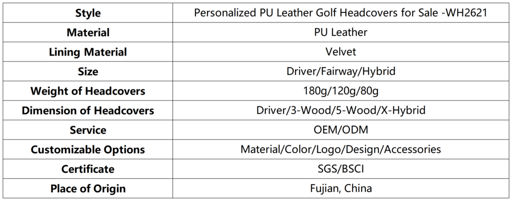 Personalized PU Leather Golf Headcovers for Sale 6 Personalized PU Leather Golf Headcovers for Sale dimension