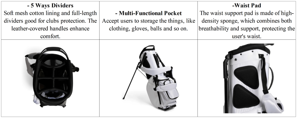 Personalized White Nylon Golf Stand Bag for Sale details