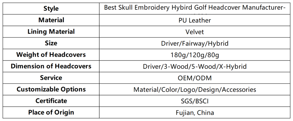 Best Skull Embroidery Hybird Golf Headcover Manufacturer 6 Best Skull Embroidery Hybird Golf Headcover Manufacturer dimension