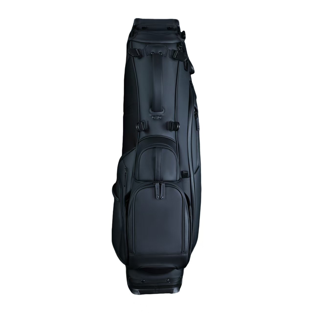 Black Leather 6 Way Top Custom Golf Bag Makers 3 Black Matte Waterproof Leather Golf Bag With 8 Pockets And Stand