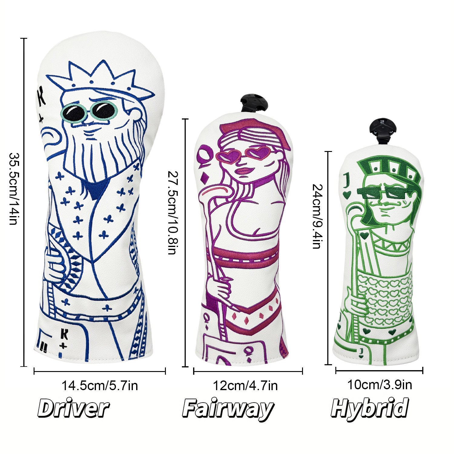 Custom White Leather Fairway Golf Head Cover Factory 5 Black Velvet Lined Fairway Cover Supplier