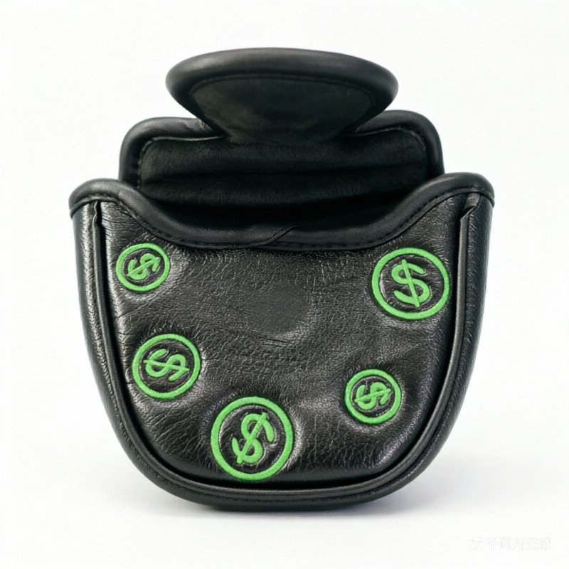 Embroidered Mallet Putter Cover Golf Headcover Factory 4 Black Velvet Lined Golf Mallet Putter Cover