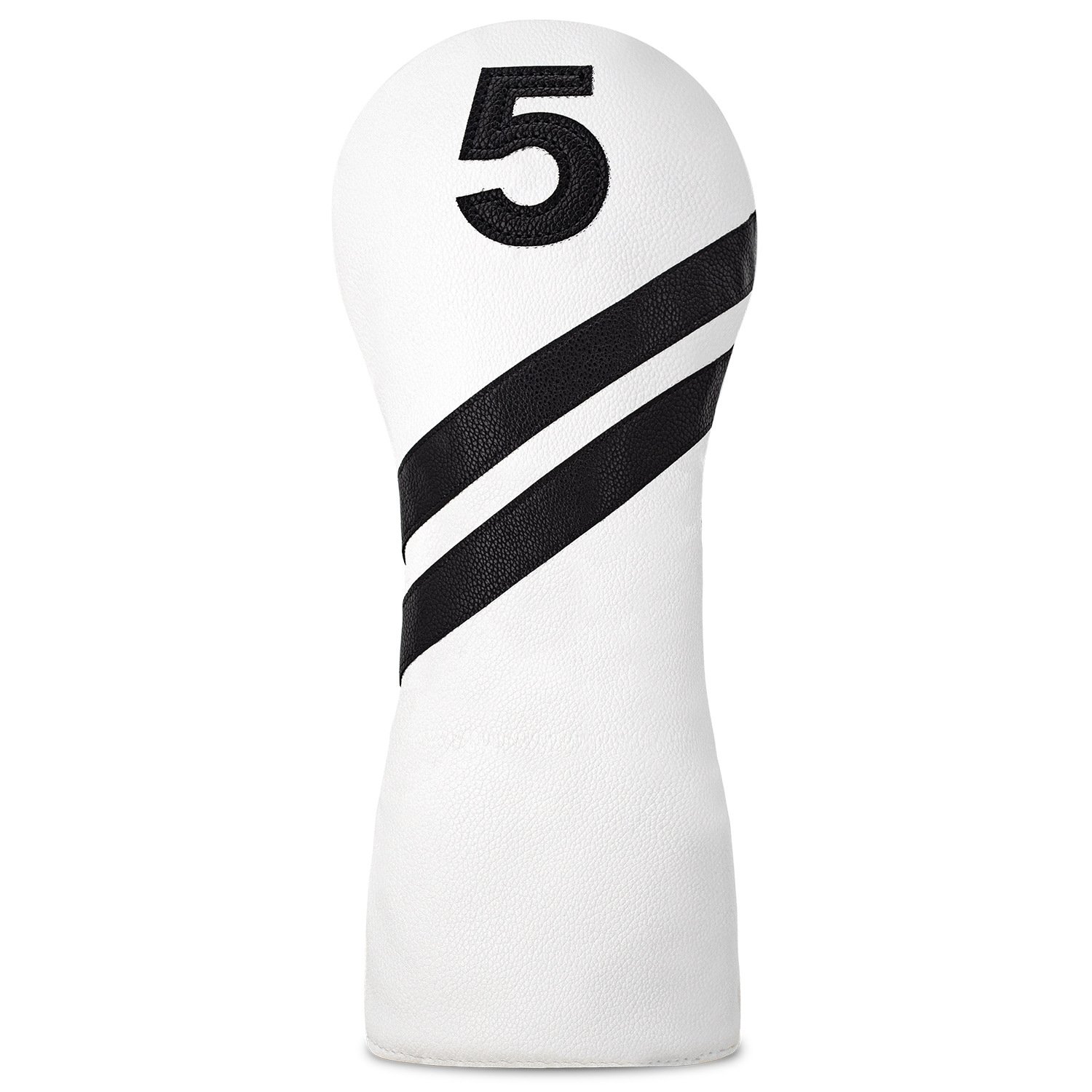 White and Black Leather Wood Golf Headcover Supplier 3 Contrast Color Driver Fairway Headcover Set White And Black Design