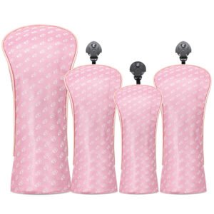Custom Printed Logo Pink Leather Golf Headcover Factory