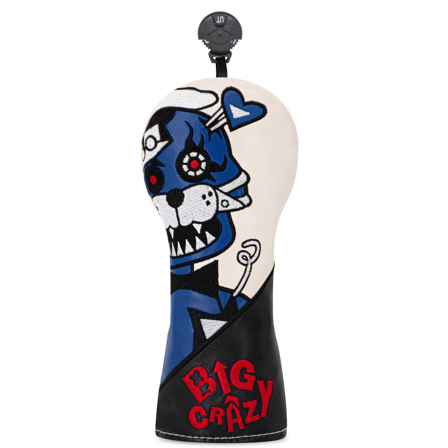 Embroidery White and Black Leather Golf Headcover Supplier 4 Factory Direct Embroidered Headcover For Driver And Fairway Woods