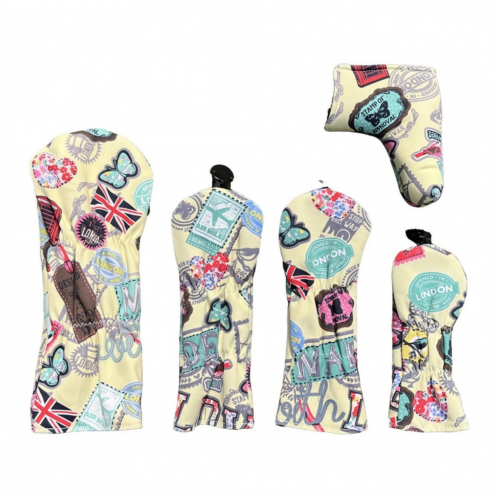 Nylon Printed Logo Driver Golf Headcover Manufacturers 5 Full Color Printed Logo Golf Headcover Factory Vibrant Custom Artwork