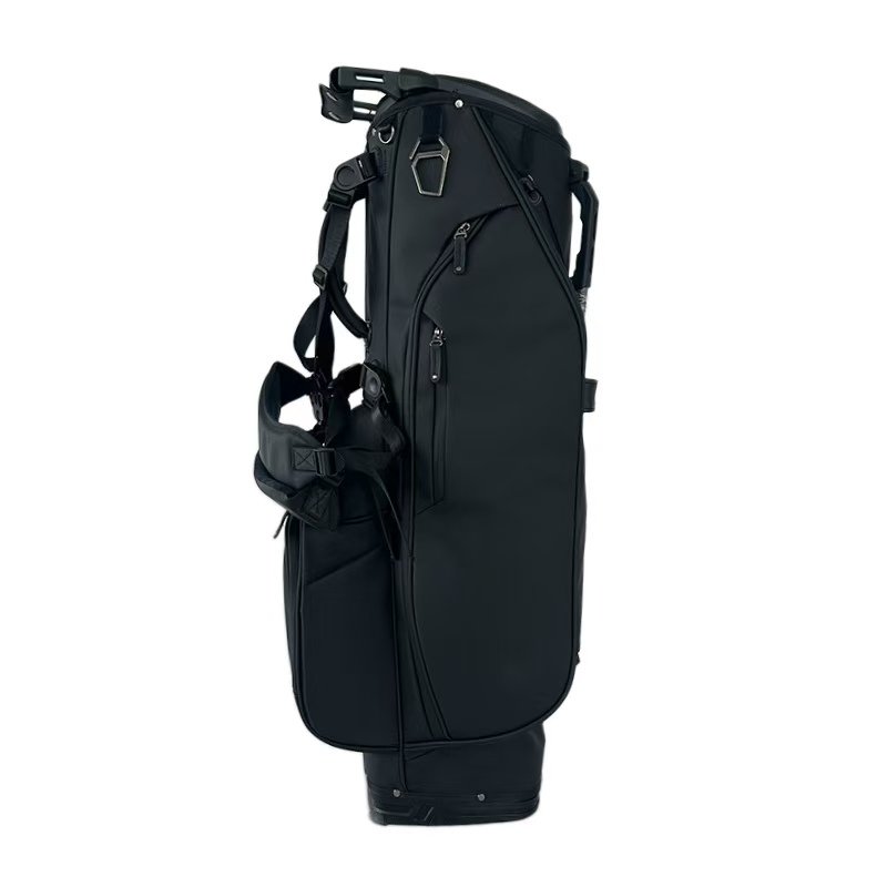 Black Leather 6 Way Top Custom Golf Bag Makers 2 Golf Bag With Dual Shoulder Straps For Comfortable Carrying