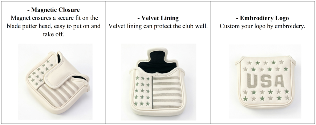 Leather Magnetic Mattle Putter Golf Headcover Supplier details