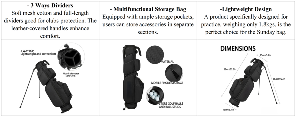 Lightweight 3 Way Divider Nylon Golf Bag Supplier details