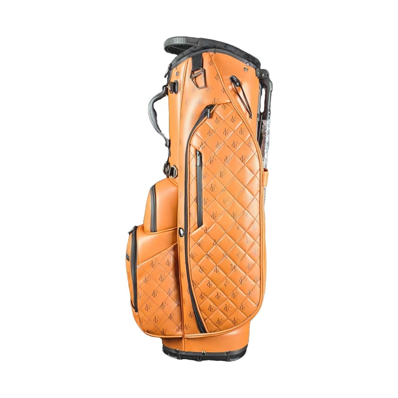 Custom 5 Way Top Waterproof Leather Golf Bag Supplier 2 Printed Logo And 3D Embroidery Golf Bag Side View