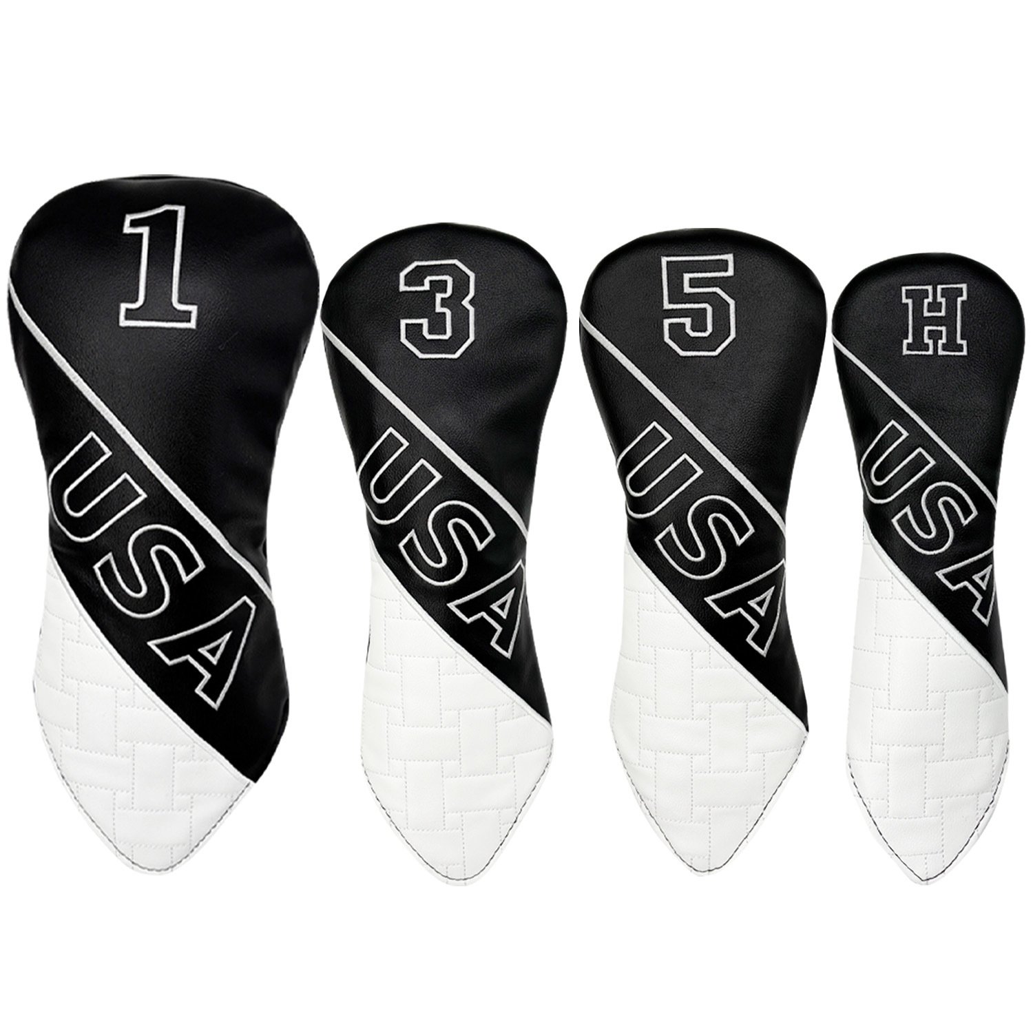 Black Leather Driver Wood Sets Golf Headcover Supplier 1 Black Leather Driver Wood Sets Golf Headcover Supplier