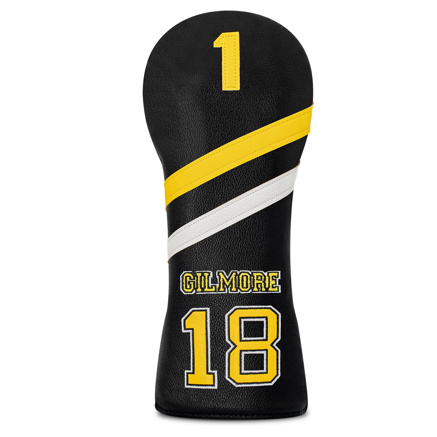 Golf HeadCover Supplier Black Yellow Wood Cover Sets 2 Black Waterproof Leather Wood Cover Set With Yellow Embroidery