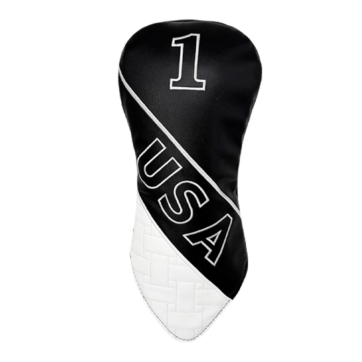 Black Leather Driver Wood Sets Golf Headcover Supplier 2 Black White Waterproof Leather Wood Cover Set