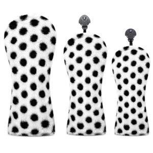 Black and White Dots Furry Wood Golf Headcover Supplier