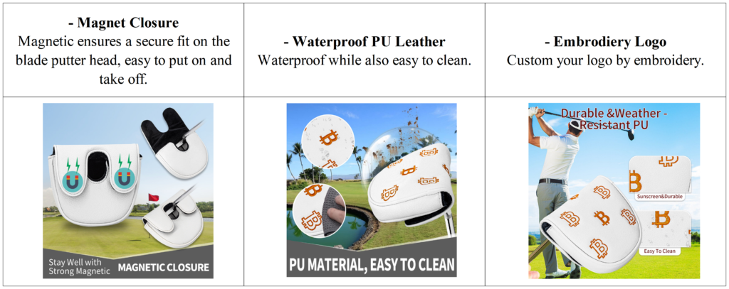 Custom Embroidery Mallet Putter Golf Headcover Manufacturer details