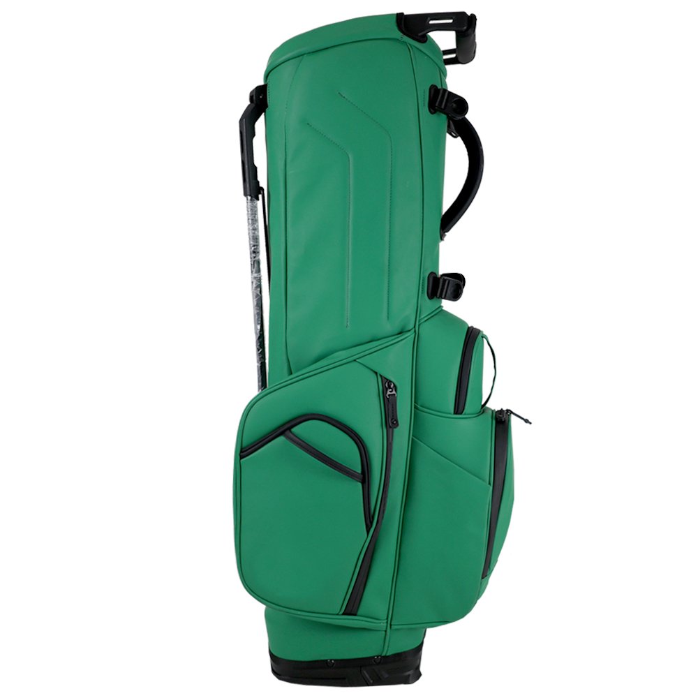 Green Matte Leather Golf Stand Bags Custom Golf Bag Makers 5 Custom Golf Bag With Magnetic Pocket And Zippered Storage