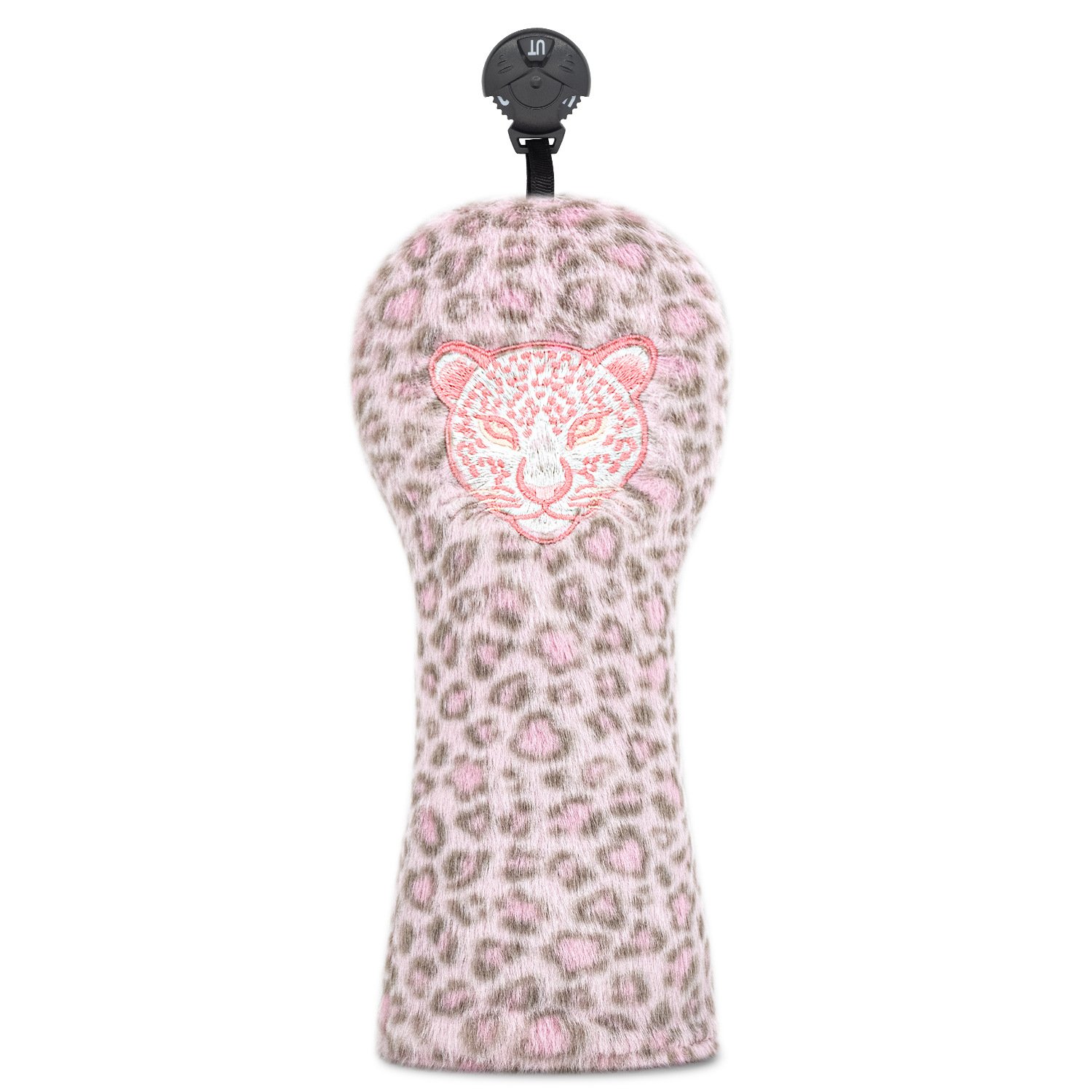Pink Furry Embroidered Driver Cover Golf Headcover Factory 3 Custom Pink Furry Driver Cover With Animal Pattern