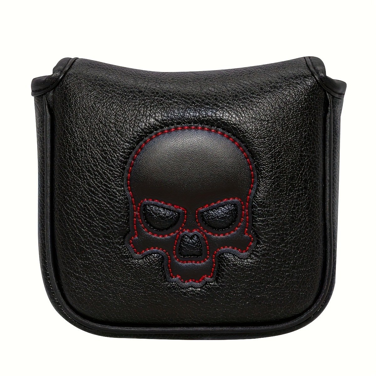 Personalize Black Mallet Putter Covers Golf Headcover Supplier 3 Custom Skull Logo Magnetic Putter Headcover For Mallet